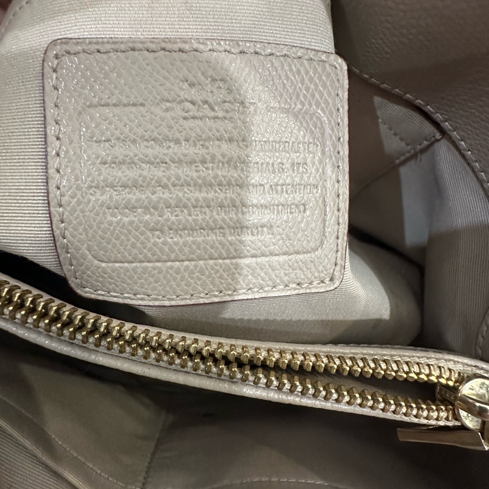 Coach Margot Beige Color Block Two-Tone Leather Satchel Shoulder Bag - Picture 4 of 16